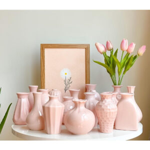 Lọ hoa mini men bóng màu hồng pastel