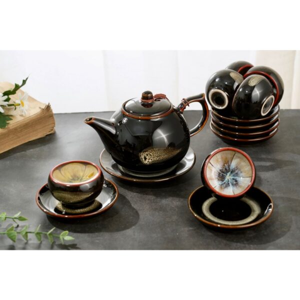 Bộ ấm chén hỏa biến đen tuyền sang trọng - Ảnh 2