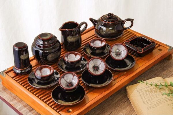 Bộ ấm chén hỏa biến đen tuyền sang trọng - Ảnh 3