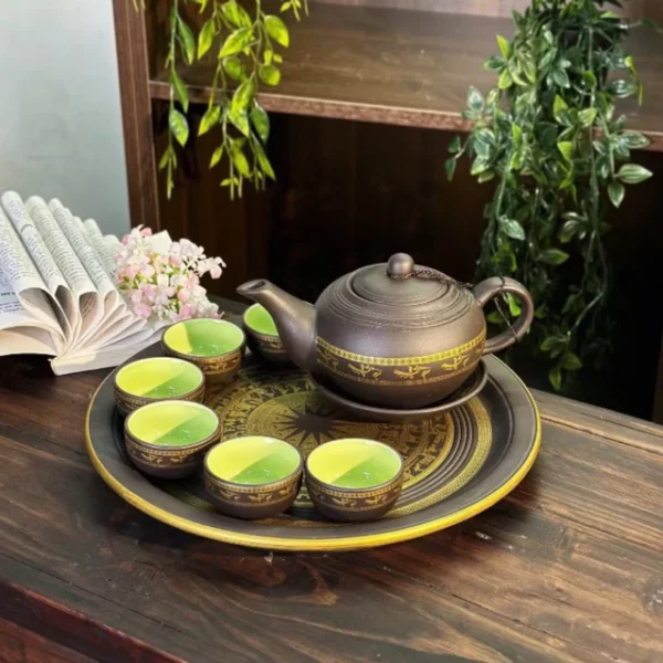 Bộ ấm chén chim lạc tử sa Bát Tràng  cao cấp - Ảnh 7