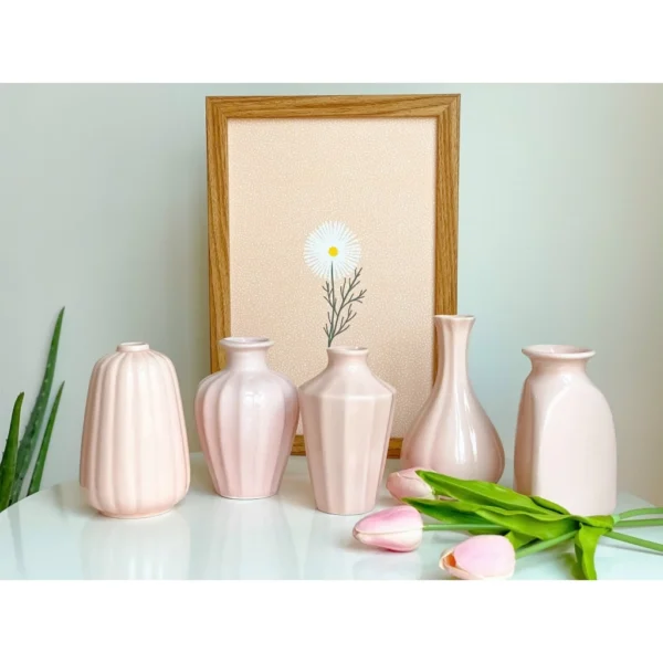 Lọ hoa mini men bóng màu hồng pastel - Ảnh 3